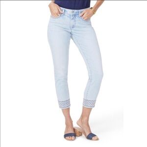 NYDJ - Ami Embroidered Border Ankle Skinny Jeans Size 2